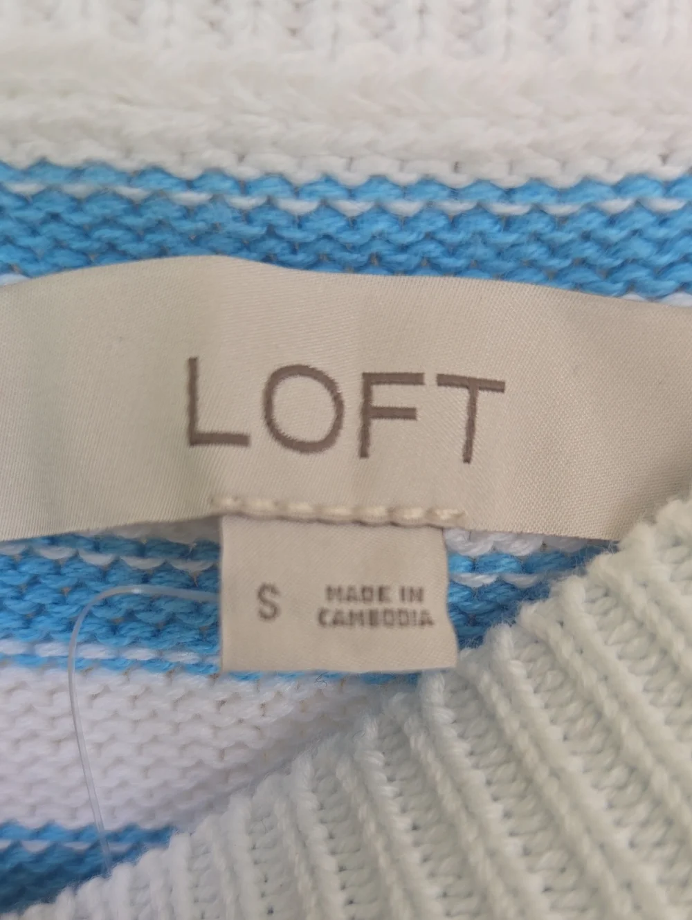 LOFT Blue and White Striped Sweater with Embroidered Red 'Salty' Script - Picture 2 of 8
